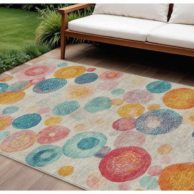 HomeRoots Geometric Transitional Rectangle Outdoor Rug