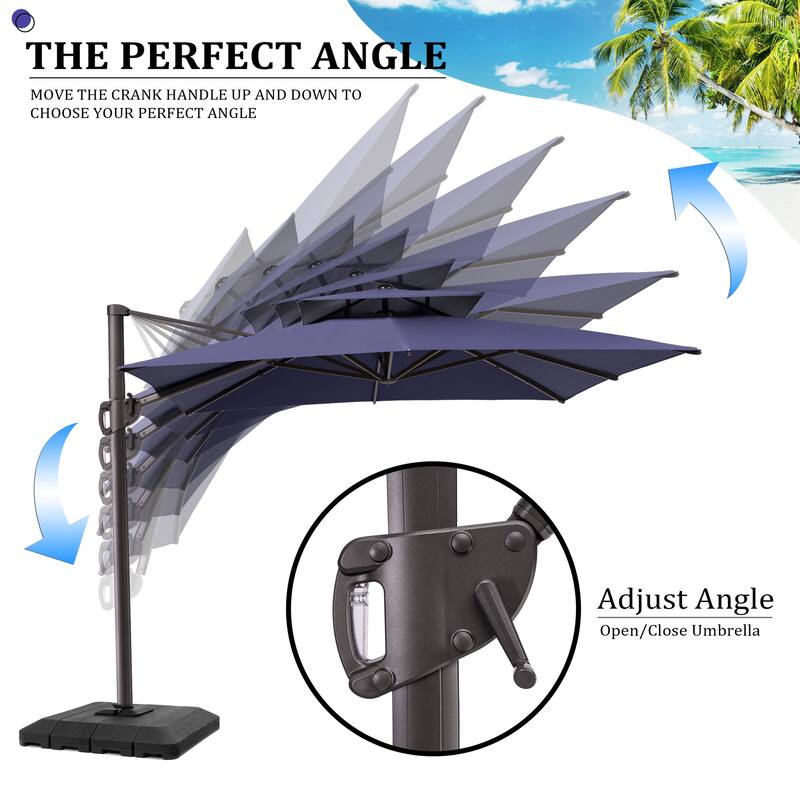 VredHom 360 Degree Rotation Patio Cantilever Umbrella with Base