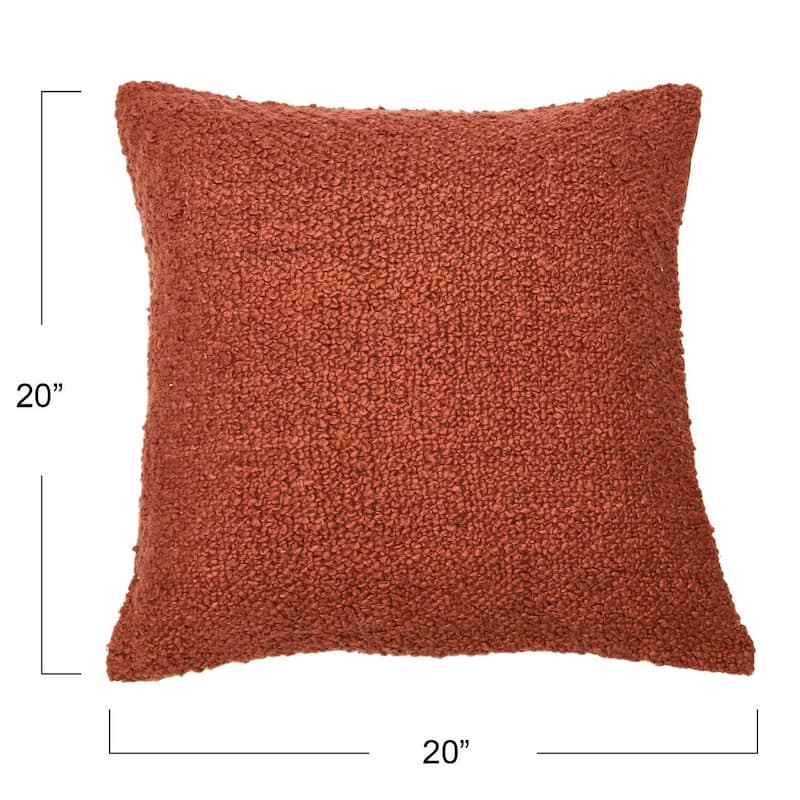 20" Square Boucle Cotton Pillow Cover