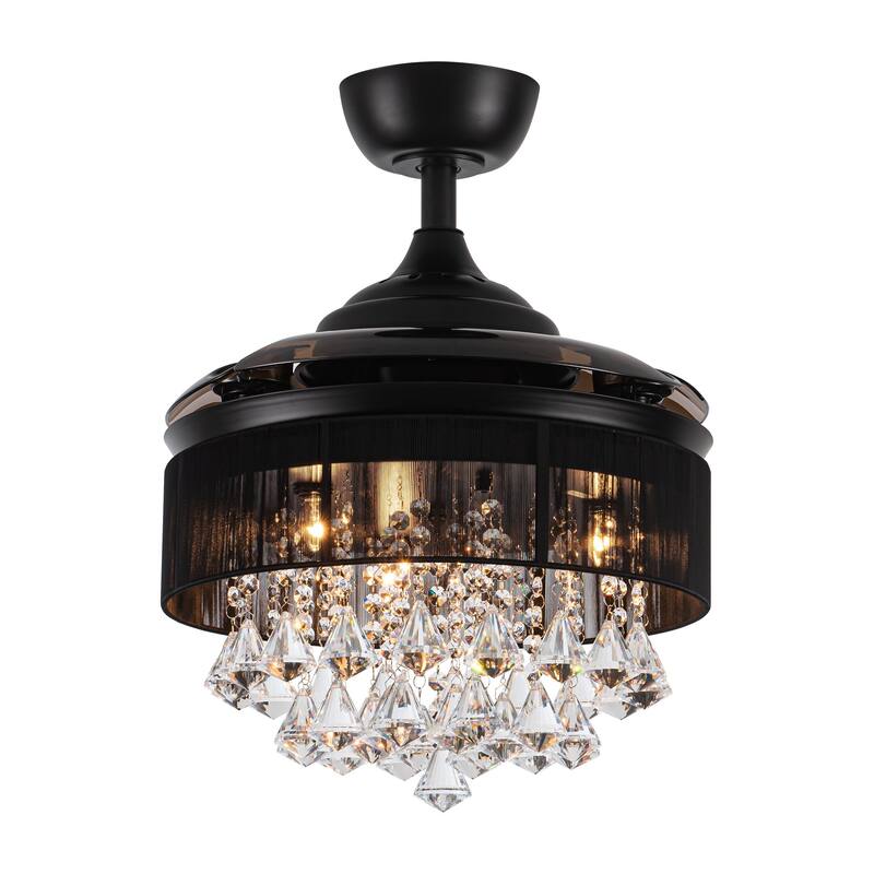36" Modern Crystal Chandelier 3-Blade Ceiling Fan with Remote