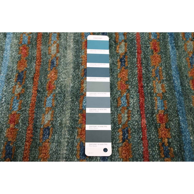 ECARPETGALLERY Hand-knotted Peshawar Ziegler Dark Green Wool Rug - 6'0 x 7'10