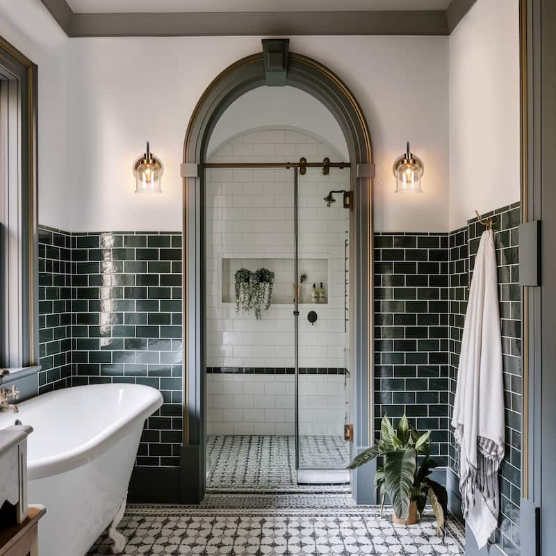 Modern 1-Light Black Gold Wall Sconces Bell Seeded Glass Bathroom Vanity Lighting - 4.7" L x 7" W x 9" H