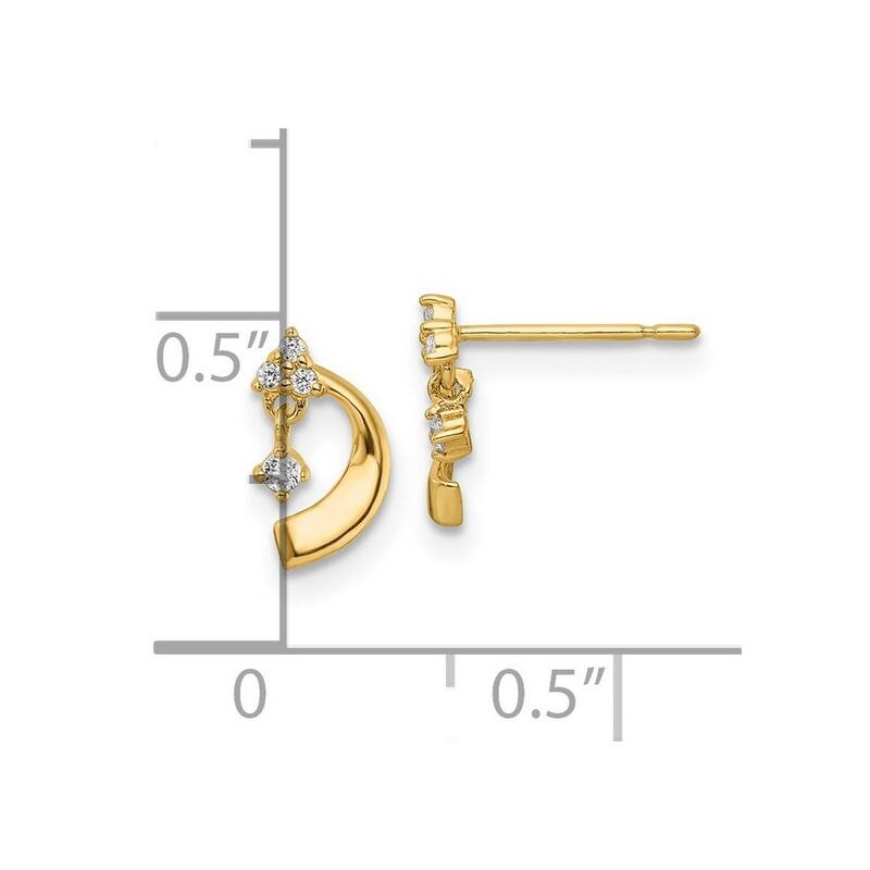 Curata 14k Gold CZ Cubic Zirconia Post Earrings - 9.3x5mm Wide