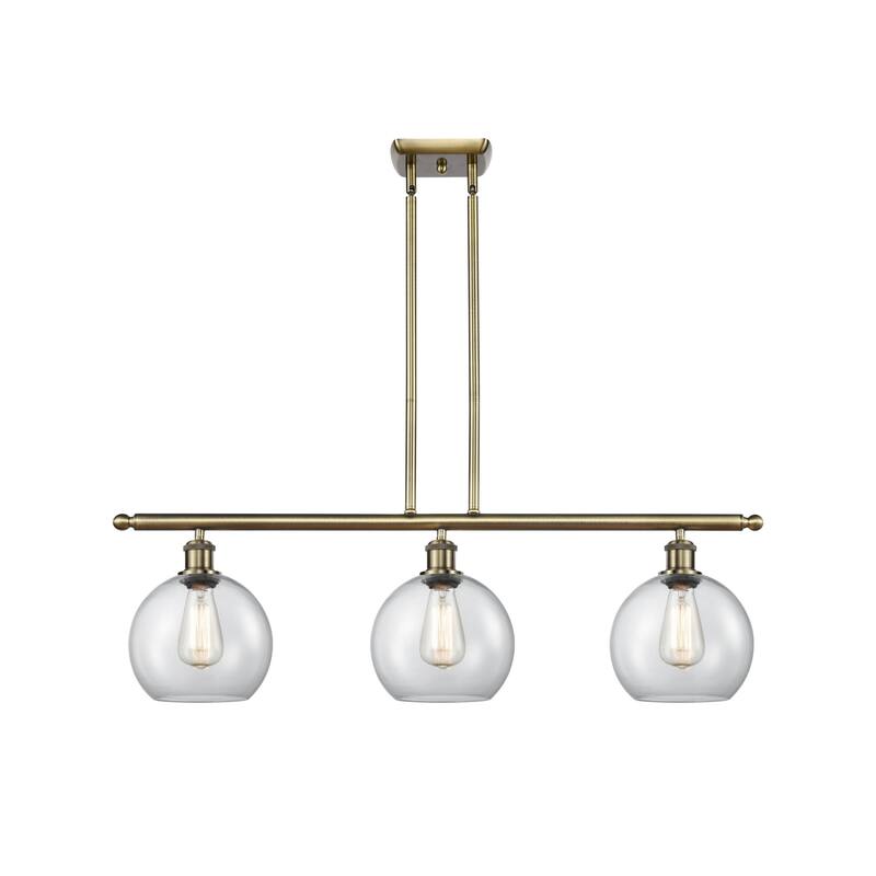 Innovations Lighting 516-3I-11-36 Athens Linear Athens 3 Light 36" - Antique Brass / Clear