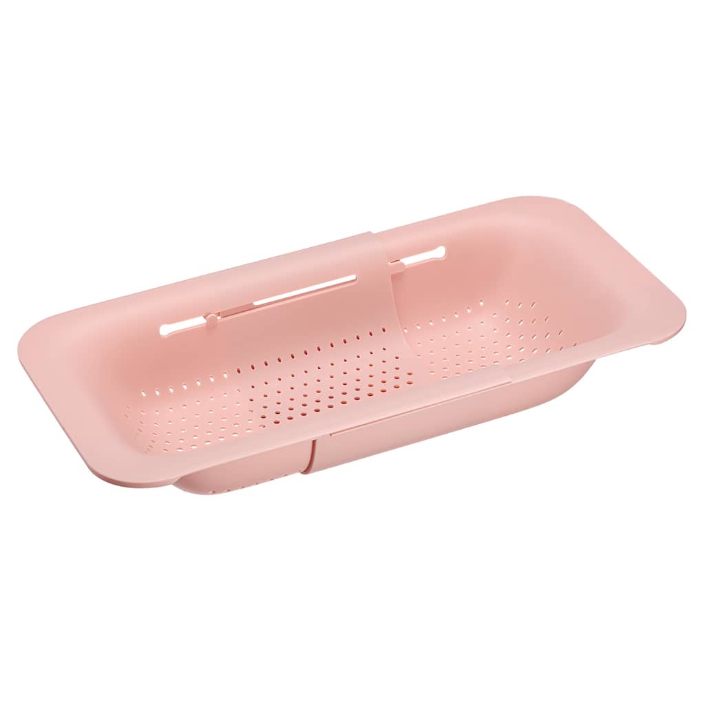 Collapsible Colander Kitchen Over the Sink Strainer Extendable Basket - Pink - 36.2cm x 20cm x 7cm