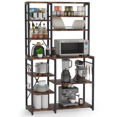 Kitchen Bakers Rack with Hutch and Shelves,5-Tier Kitchen Utility Storage Shelf