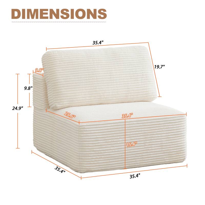 Modular Sectional Sofa Corduroy Customizable Living Room Sofa