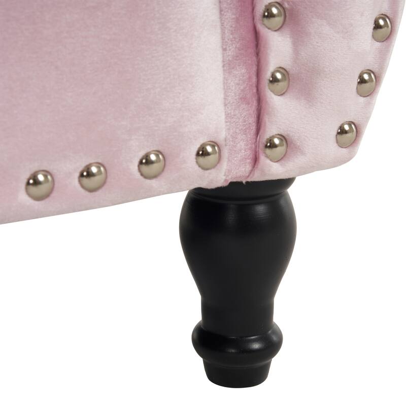 Luxurious Velvet Ottoman Bench with Spacious Storage and Decorative Trim