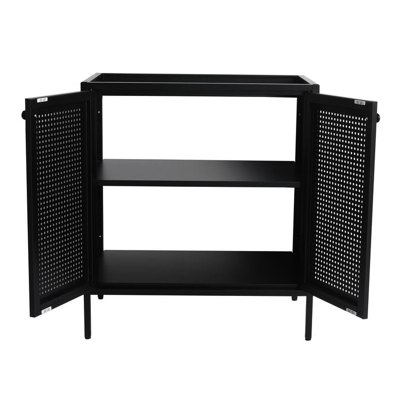 30 Inch Freestanding Bathroom Vanity Base with Adjustable Shelf and Punch-Hole Doors, Excluding Top Sink