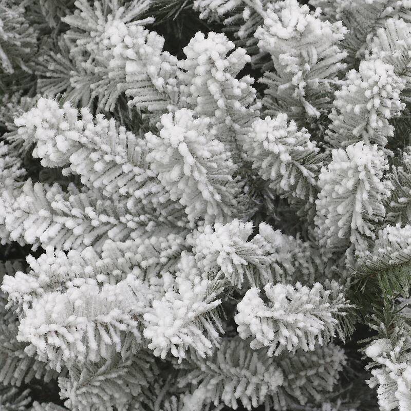 Puleo International 9 ft Pre-lit Flocked Royal Majestic Fraser Fir Artificial Christmas Tree with 800 Warm White LED Lights