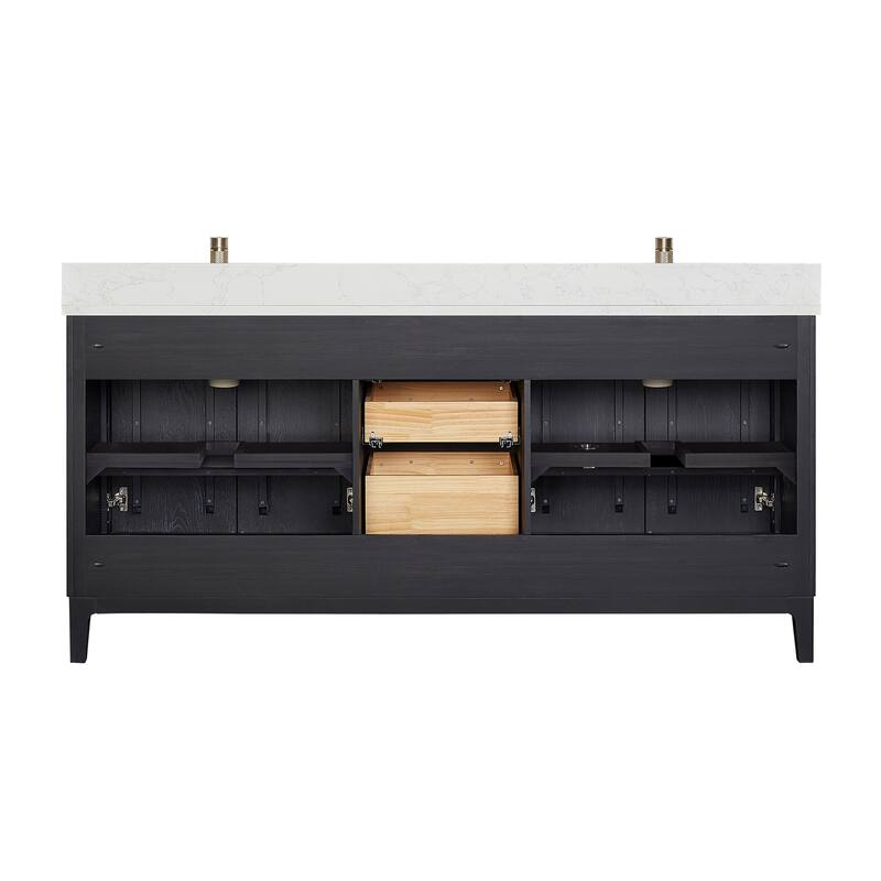 Gara Double Bath Vanity with Composite Stone Top and Mirror