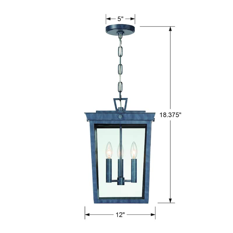 Belmont 3 Light Graphite Pendant - 12'' W x 18.5'' H
