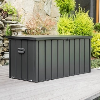 Outdoor Storage Deck Box Waterproof, Large Patio Storage Bin (Dark Gray)