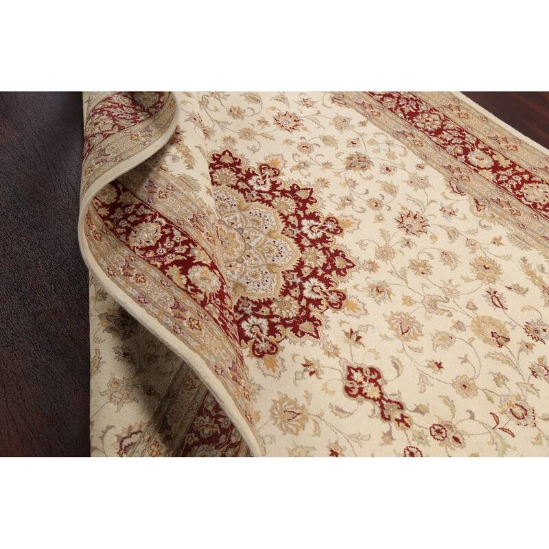 Vegetable Dye Tabriz Oriental Floral Area Rug Hand-knotted Wool Carpet - 6'4" x 10'6"