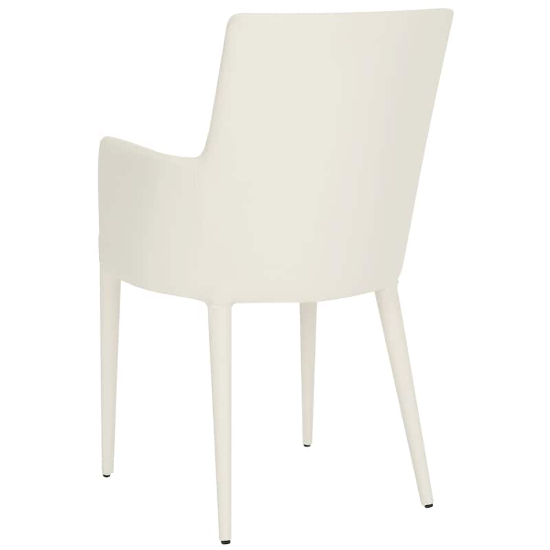 SAFAVIEH Elois Mid-Century Dining Modern White Arm Chair - 23.6" W x 21.6" L x 35.5" H - 24"Wx22"Dx36"H