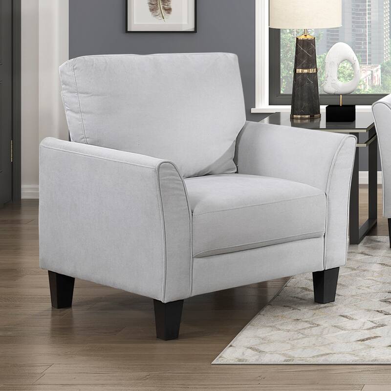 Felix 34" Textured Fabric Living Room Chair - Wood Finish Exposed Feet