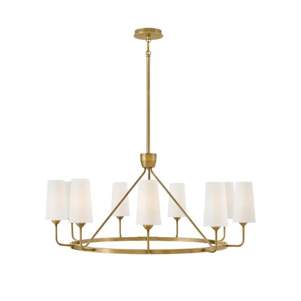 slide 1 of 1, Hinkley Lighting 45009 Lewis 9 Light 37" Wide Ring Chandelier Heritage Brass