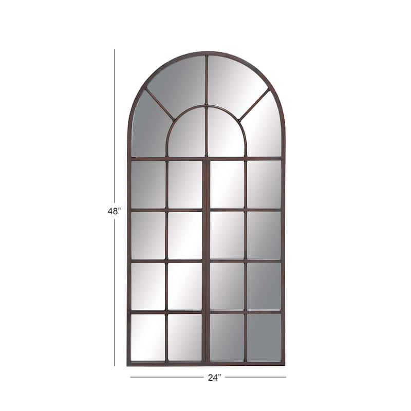 Metal Window Pane Inspired Grid Room Wall Mirror - Copper, Brown, Black - Roche River Decor