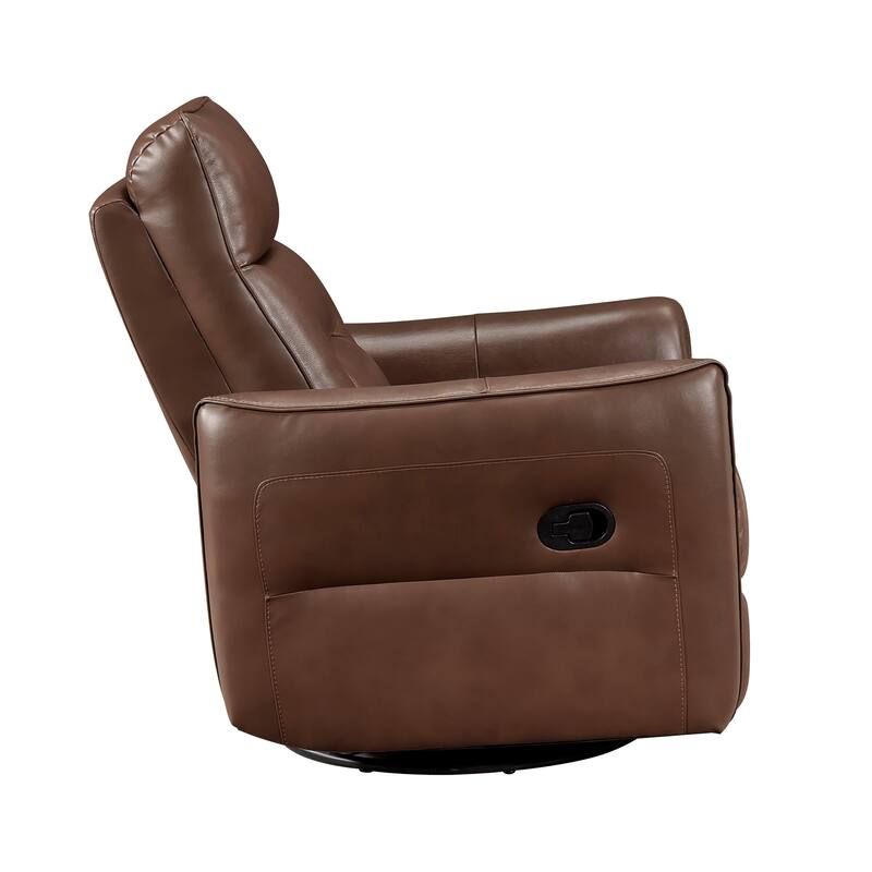Esther 36" Leather Swivel Glider Recliner - Pull-Handle Motion