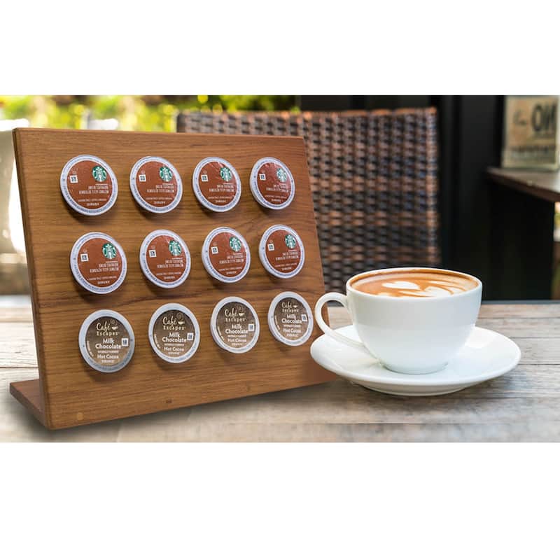 Teak Coffee Pod Holder - 12 Pod