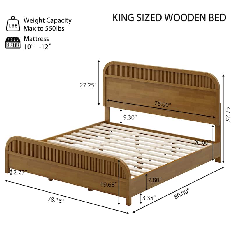 Christopher Knight Home - Modern Wood Platform Bed Frame with Headboard and Wooden Slats Support - No Box Spring Needed