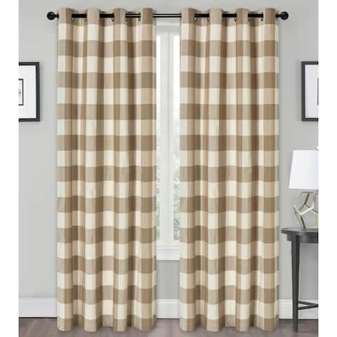 Kate Aurora Country Farmhouse Living Classic Buffalo Plaid Checkered Grommet Top Curtains - 52 in. W x 84 in.