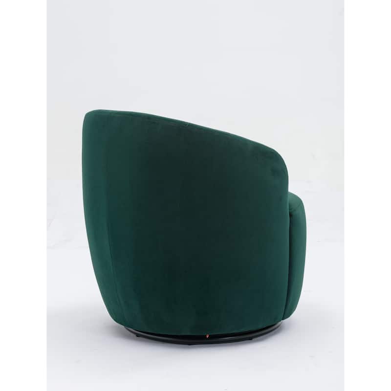 Green Velvet 25.6" Swivel Barrel Chair with Black Coating