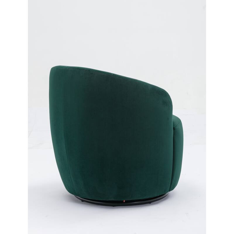 Velvet Swivel Barrel Chair with 360° Black Metal Base