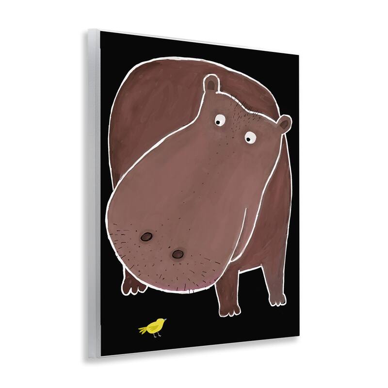 Stupell Hippo & Bird on Black Wall Plaque Art Design By Carla Daly