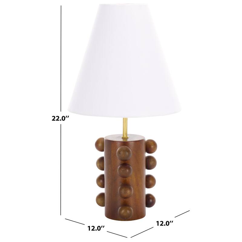 SAFAVIEH Lighting Millie Table Lamp 22-inch Wood Base Design - 12"W x 12"D x 22"H