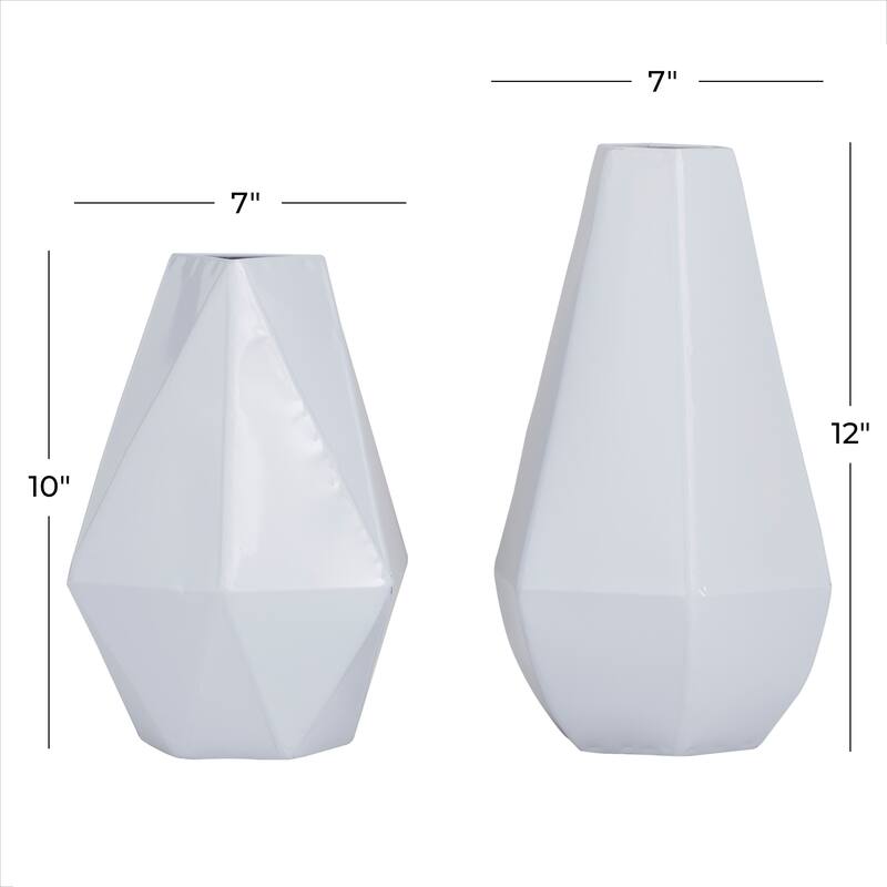 CosmoLiving by Cosmopolitan Metal Geometric Vase (Set of 2) - Blue, Cream, Yellow or White