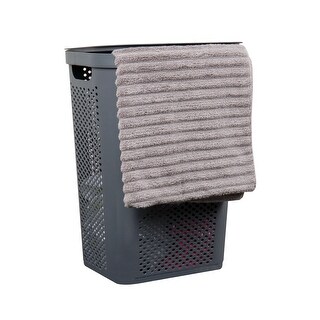 Mind Reader Basket Collection, Slim Laundry Hamper, 60 Liter Cut Out Handles, Attached Hinged Lid, Ventilated