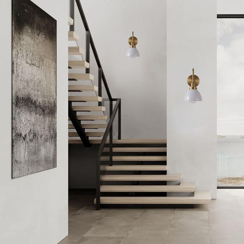 LED wall sconce gold wall light brass, glass wall light fixture