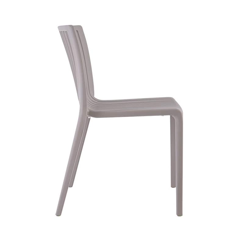 HomeRoots Set of Two Taupe Heavy Duty Plastic Outdoor Stacking Accent Chairs