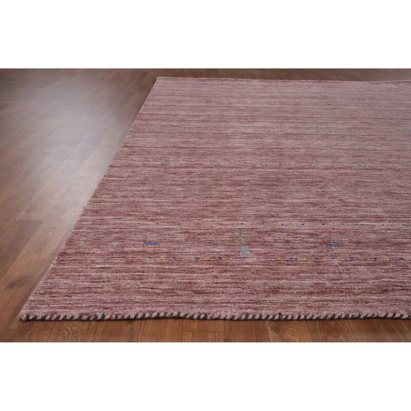 Hand Knotted Oriental 100% Wool Carpet Tribal Tribal Pink Gabbeh Area Rug - 9' 8'' X 7' 10''