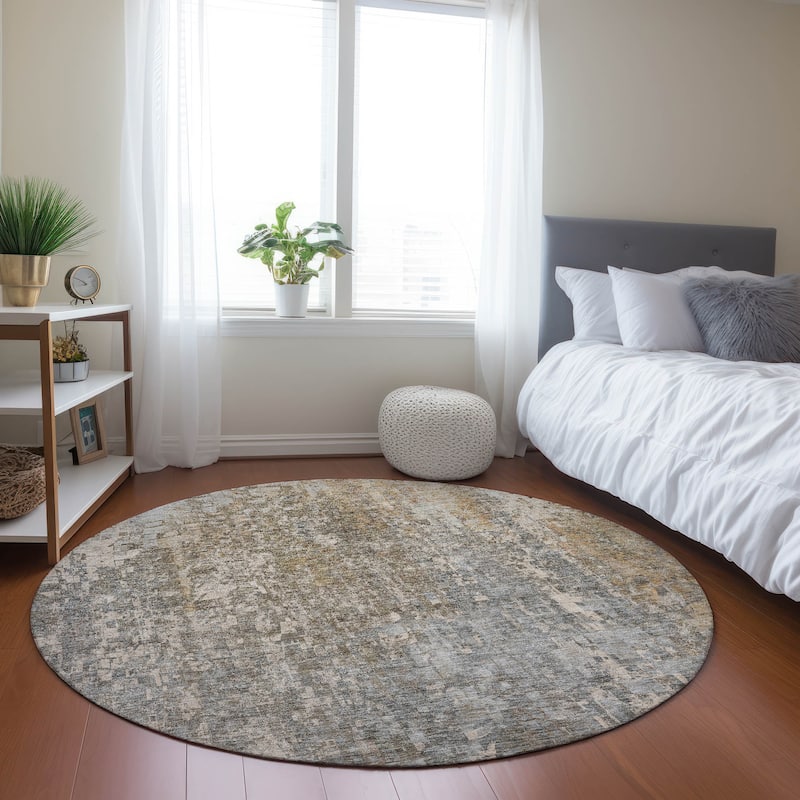 Machine Washable Indoor/ Outdoor Chantille Modern Ombre Rug - Beige - 8' x 8'