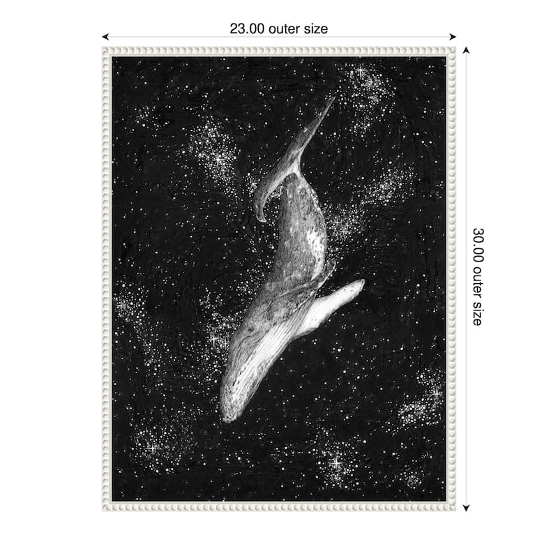 Magic Ocean Whale Large by Ec Mazur Framed Canvas Wall Art - 23 x 30 in