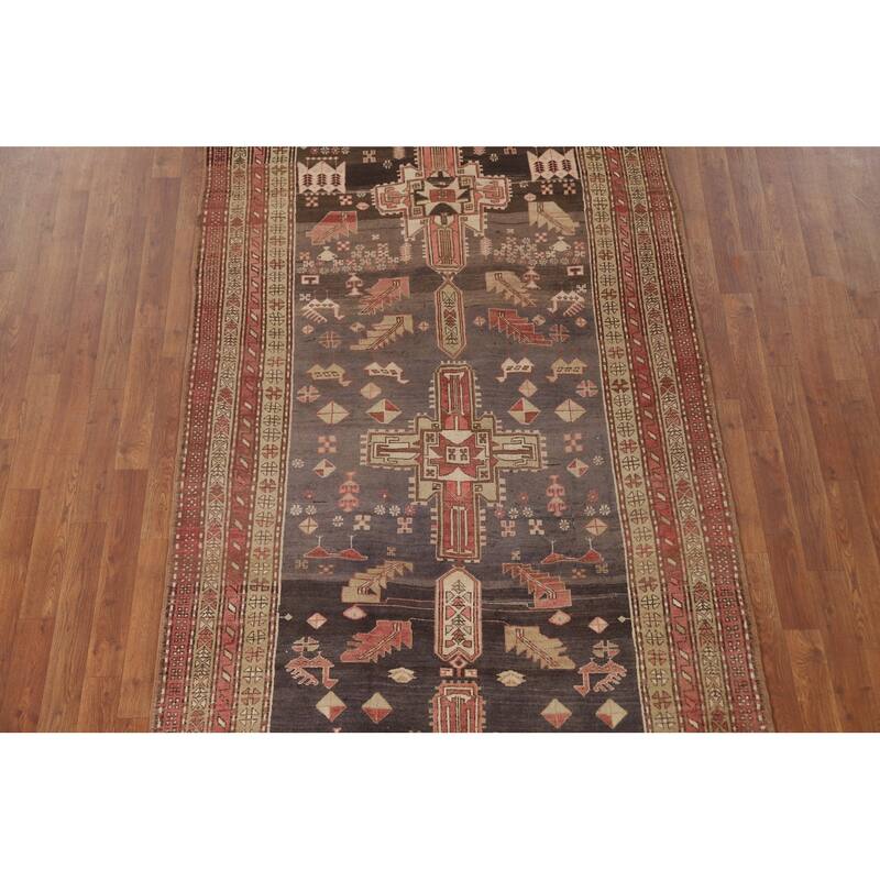 Meshkin Persian Vintage Runner Rug Handmade Wool Carpet - 4'3" x 9'5"