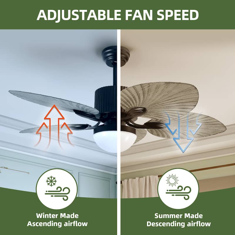 Moasis 44 Inch 5 Blades Tropical Palm Ceiling Fans with Lights and Remote Control