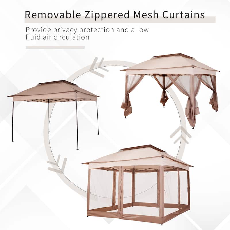 Outsunny 11' x 11' Pop Up Gazebo Canopy with 2-Tier Soft Top, and Removable Zipper Netting, Event Tent with Storage Bag