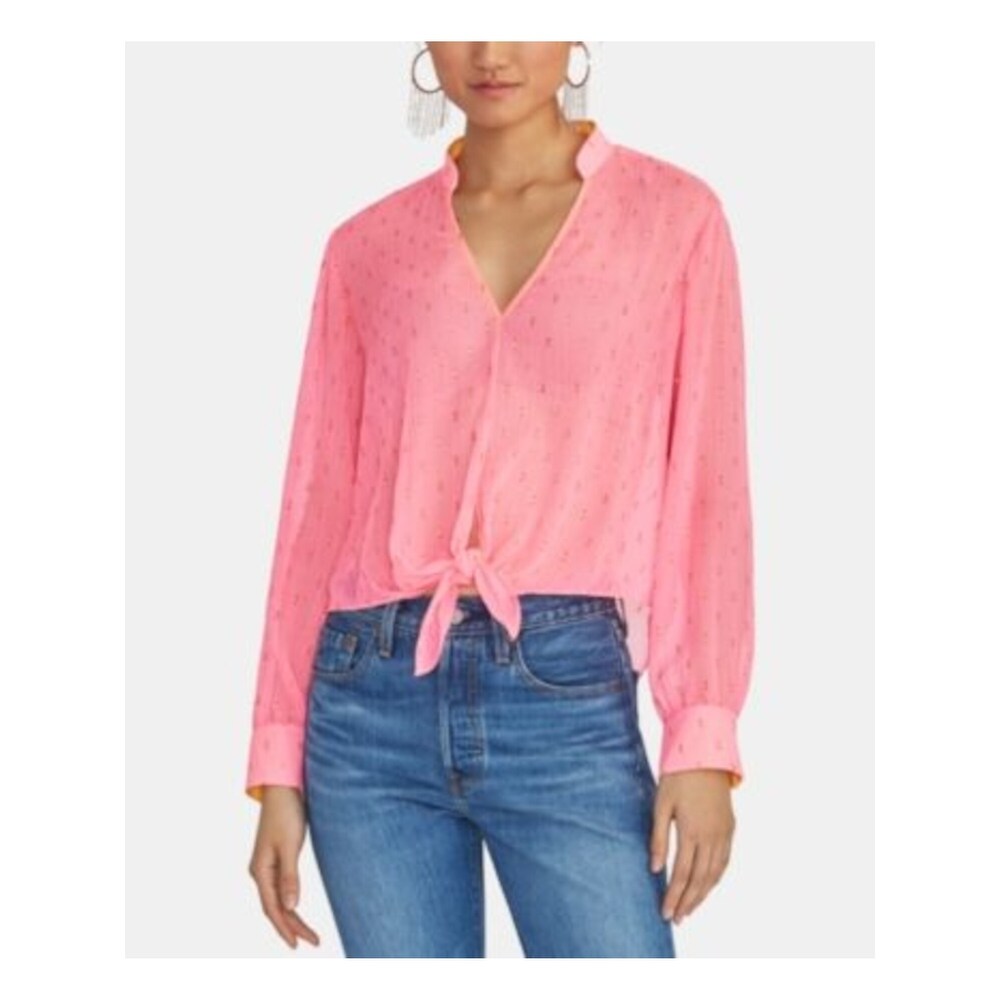 M RACHEL ROY Womens Pink Long Sleeve Crew Neck Blouse Evening Top Size