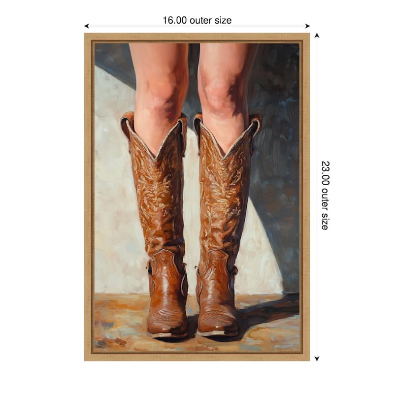 Cowboy boots by Pictufy Studio (16 x 23 in.), Framed Canvas Wall Art Print