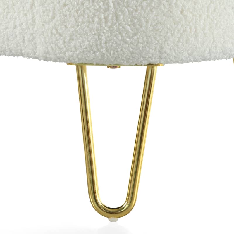 Oval Storage Bench for Living Room Bedroom End of Bed, Upholstered Storage Ottoman Entryway Bench With Metal Legs