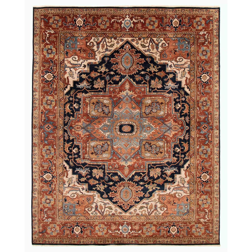 ECARPETGALLERY Hand-knotted Jules Sultane Dark Navy Wool Rug - 7'11 x 10'0