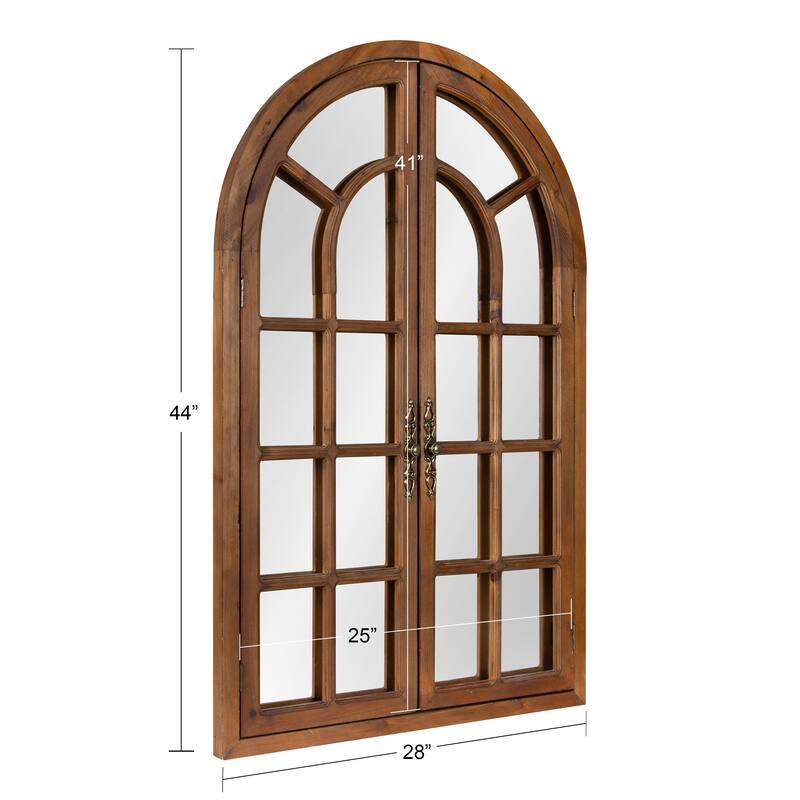 Kate and Laurel Boldmere Wood Windowpane Arch Mirror