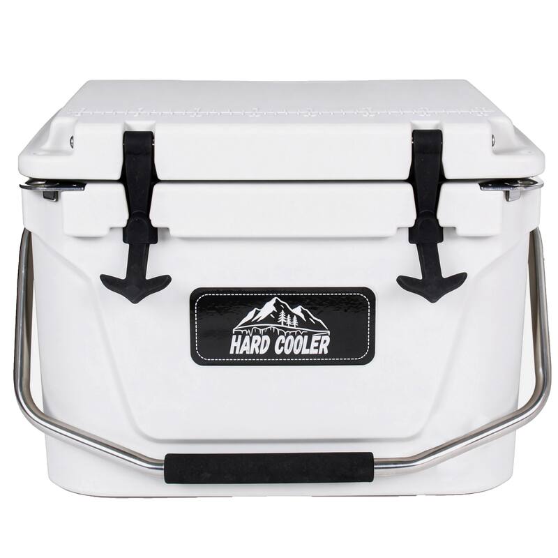 20 Quart Khaki Cooler, Ultra-Tough Hard Shell Ice Chest, Compact Portable Cooler Keeps Ice Up to 5 Days for Outdoor Adventures - White