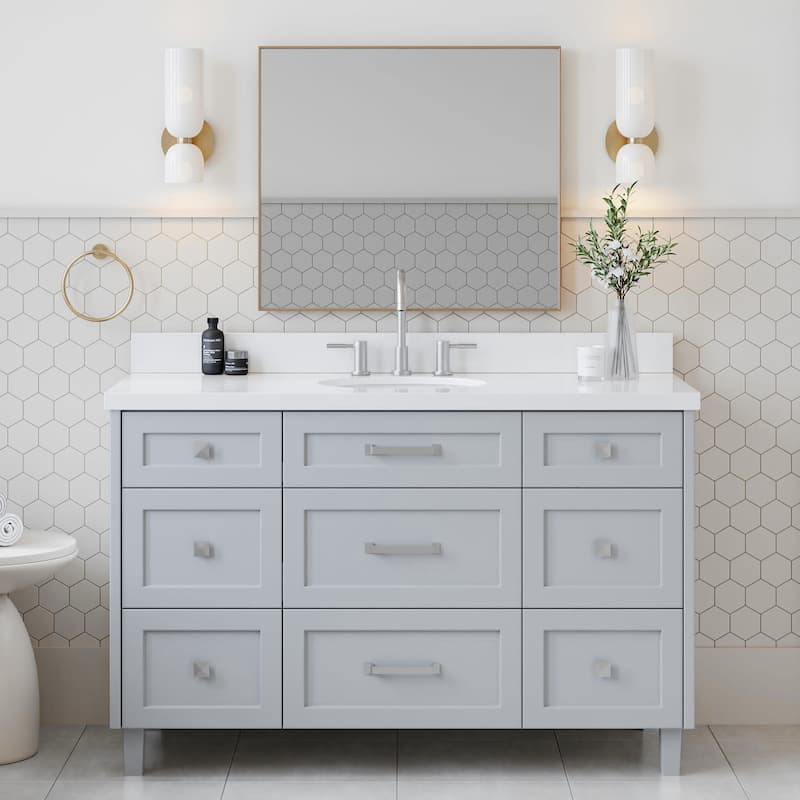 Ariel B55WQOVO Monroe 55" Free Standing Single Basin Vanity Set with - Grey