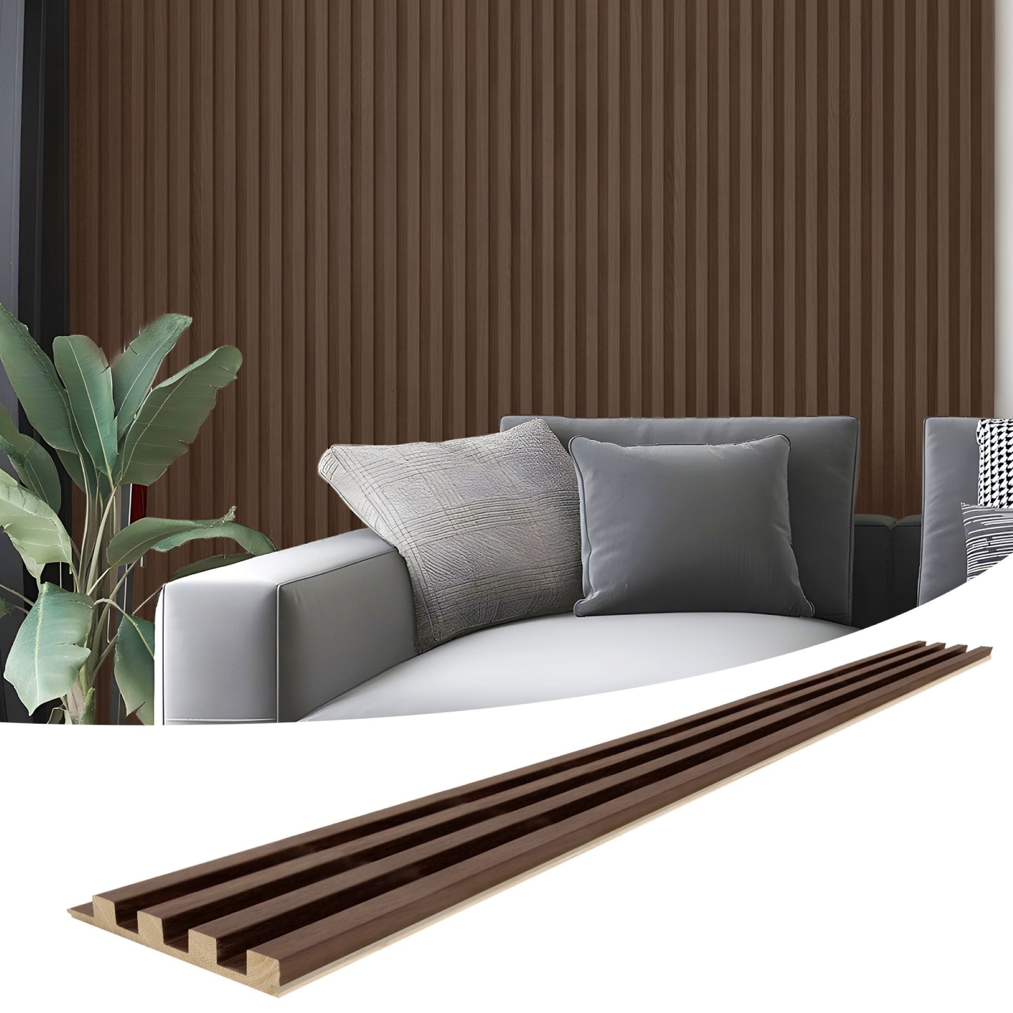Art3d 103.94''x5.71'' Slat Wood Wall Paneling for Interior and Ceiling Decoration,4-Pack