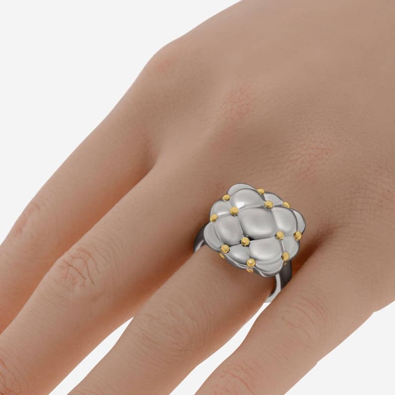 Charles Krypell Sterling Silver and 18K Yellow Gold Band Ring Sz. 6.5