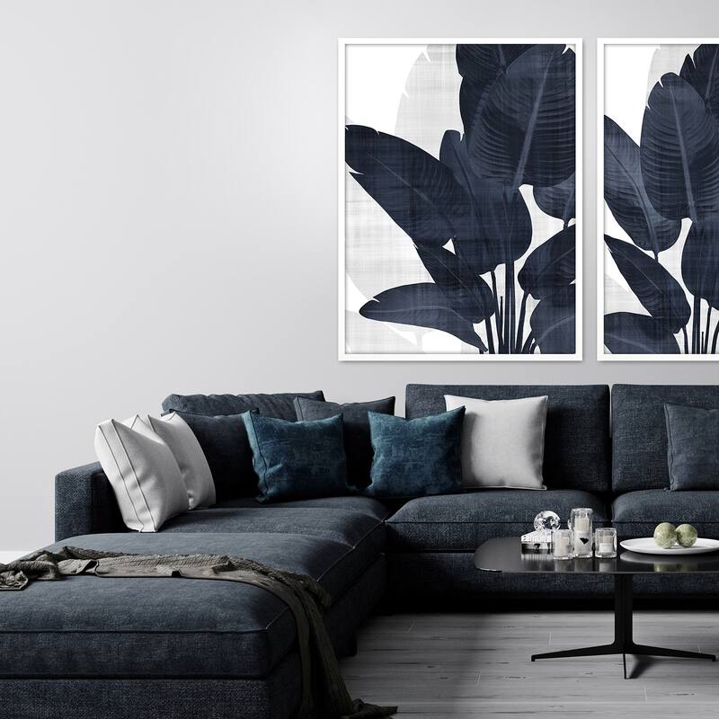 Azure Palm I Framed Art Exclusive Giclee from the Bode & Well Collections by Angela Harris - Under Glass - Blue